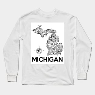 Michigan Map Long Sleeve T-Shirt